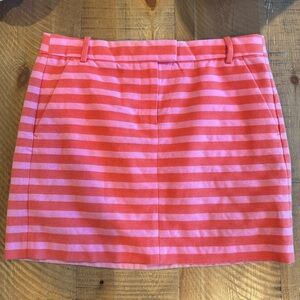 J. Crew Vibrant Pink and Orange Red Striped Mini Skirt